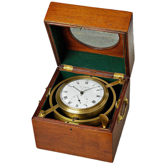 Rare English deck chronometer watch in mahogany box Circa 1785
