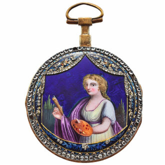 Swiss gilt brass open faced verge pocket watch Circa 1790