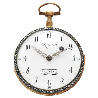 Swiss gilt brass open faced verge pocket watch Circa 1790