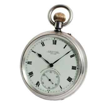 English silver deck watch with carousel Circa 1901