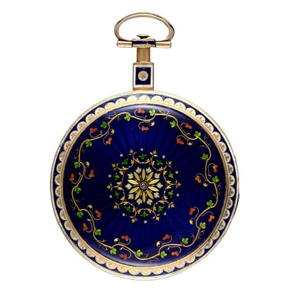 English decorative gold enamel verge pocket watch Circa 1800 English decorative gold enamel verge pocket watch Circa 1800
