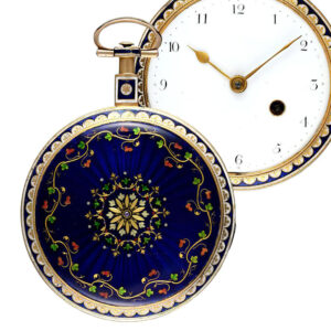 English decorative gold enamel verge pocket watch Circa 1800