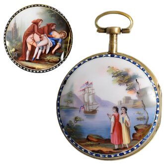 Swiss verge pocket watch with concealed erotic scene Circa 1810