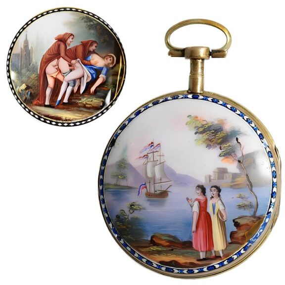 Swiss verge pocket watch with concealed erotic scene Circa 1810 Swiss verge pocket watch with concealed erotic scene Circa 1810