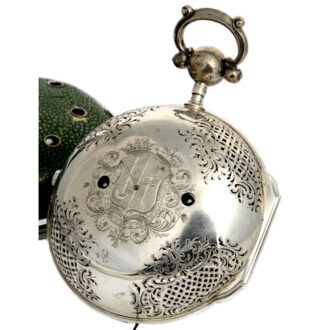 English silver pair cased repeating coach clock Circa 1750
