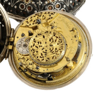 English open faced quarter repeating coach clock Circa 1710