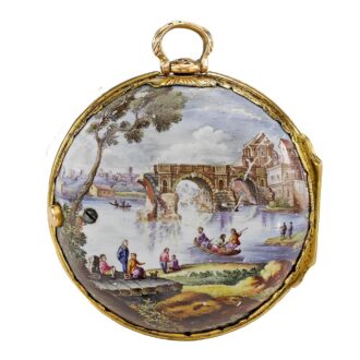English unusual verge watch with enamel paintings Circa 1740