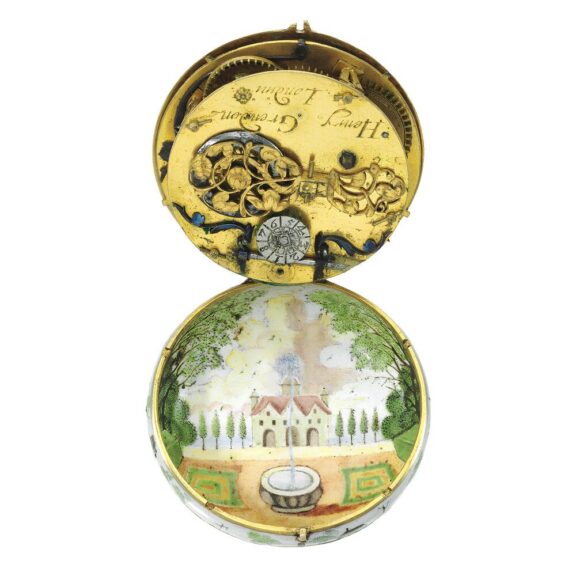 English gold and enamel pre-balance verge watch Circa 1640 English gold and enamel pre-balance verge watch Circa 1640