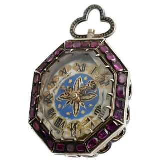 Austrian octagonal shaped rock crystal cylinder watch Circa 1870