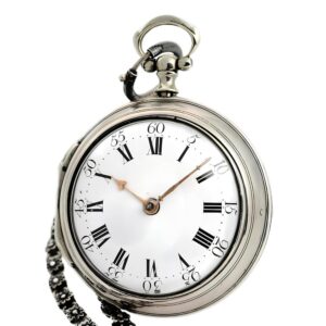 English watch with florally decorated silver watch chain Circa 1768