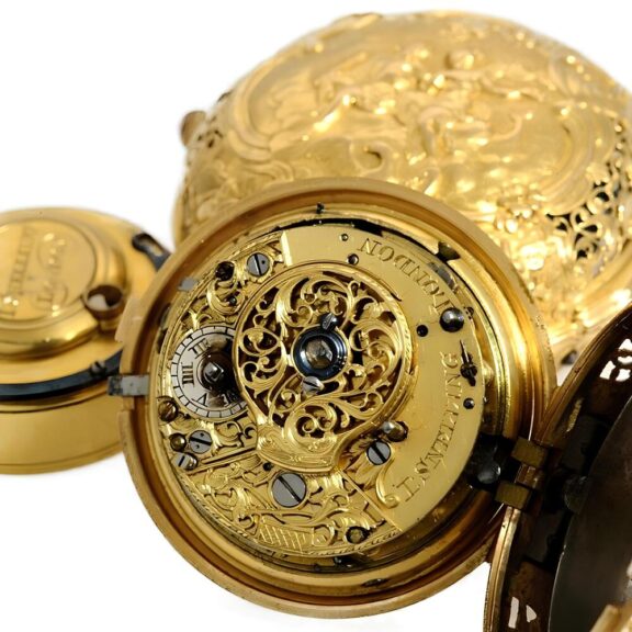 English pair cased half quarter repeating watch Circa 1740 English pair cased half quarter repeating watch Circa 1740