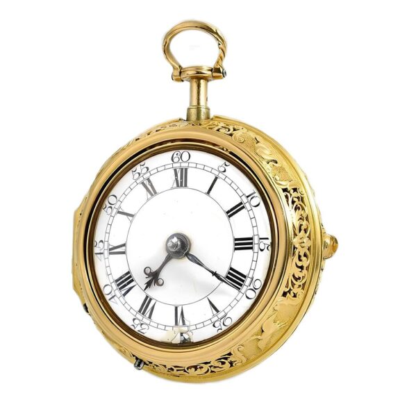 English pair cased half quarter repeating watch Circa 1740 English pair cased half quarter repeating watch Circa 1740