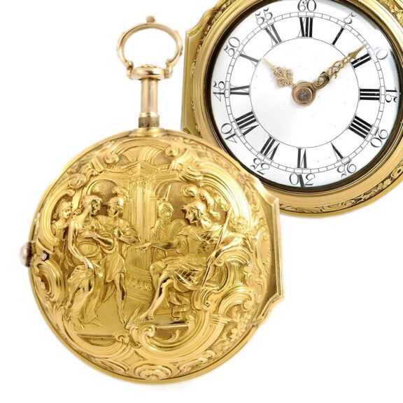 English quarter repeating Repoussé watch Circa 1760
