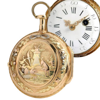 French four colour gold open faced verge watch Circa 1780 French four colour gold open faced verge watch Circa 1780