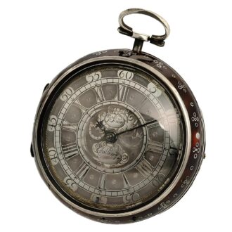 AD4311 English silver pair cased verge pocket watch Circa 1690