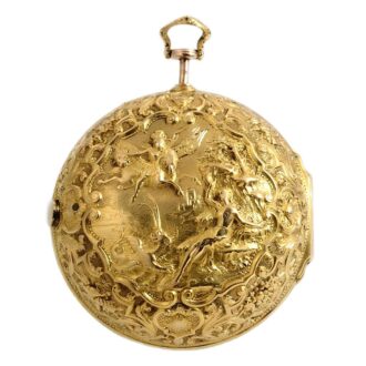 Dutch repoussé pair cased pocket watch with date Circa 1730