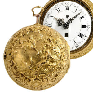 Dutch repoussé pair cased pocket watch with date Circa 1730