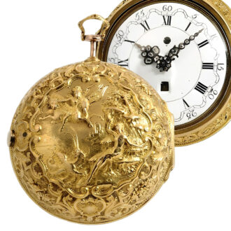 Dutch repoussé pair cased pocket watch with date Circa 1730