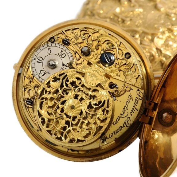 Dutch repoussé pair cased pocket watch with date Circa 1730 Dutch repoussé pair cased pocket watch with date Circa 1730