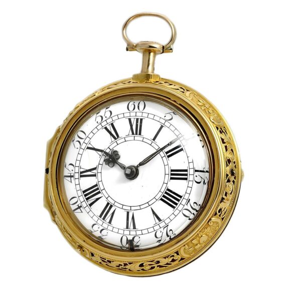 English repeating watch with outer Repoussé case Circa 1730 English repeating watch with outer Repoussé case Circa 1730