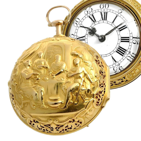 English repeating watch with outer Repoussé case Circa 1730