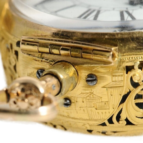 English repeating watch with outer "Repoussé" case Circa 1730 English repeating watch with outer "Repoussé" case Circa 1730