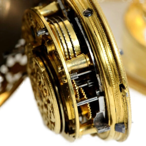English repeating watch with outer "Repoussé" case Circa 1730 English repeating watch with outer "Repoussé" case Circa 1730