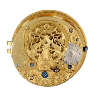 English verge watch in gold repoussé pair cases Circa 1737 English verge watch in gold repoussé pair cases Circa 1737