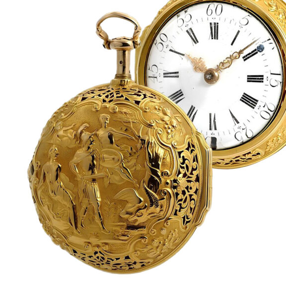 English repeating Repoussé verge pocket watch Circa 1720