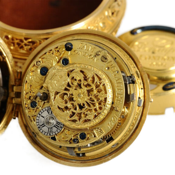 English repeating Repoussé verge pocket watch Circa 1720 English repeating Repoussé verge pocket watch Circa 1720