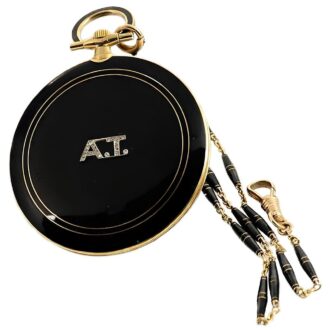 French thin Art déco gold enamel pocket watch Circa 1920