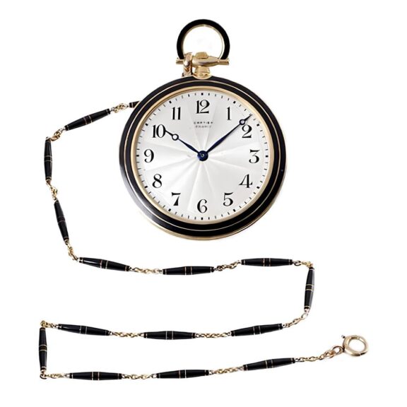 French thin Art déco gold enamel pocket watch Circa 1920 French thin Art déco gold enamel pocket watch Circa 1920