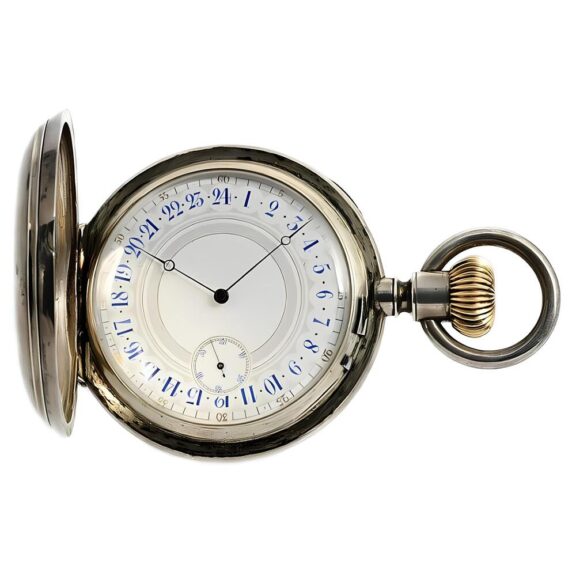 Swiss antimagnetic pocket watch with 24h indication Circa 1880