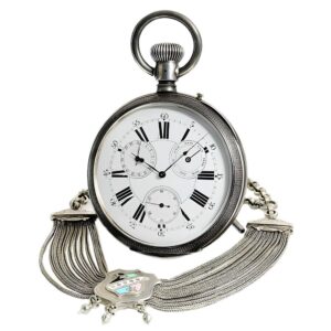 Swiss pocket watch with full calendar and chatelaine Circa 1870