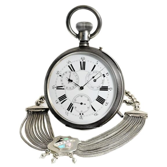 Swiss pocket watch with full calendar and chatelaine Circa 1870