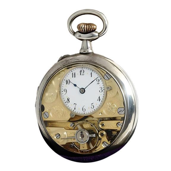 Swiss patented pocket watch with visible balance Circa 1907