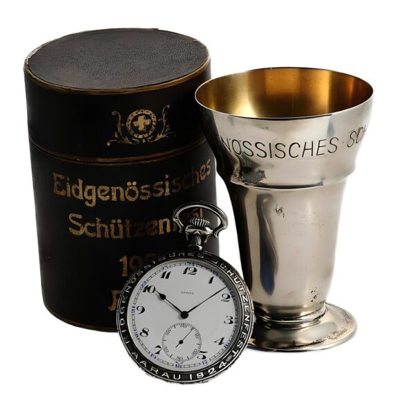 Swiss rare silver shooting contest pocket watch Circa 1924 Swiss rare silver shooting contest pocket watch Circa 1924