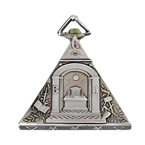 Swiss silver triangular watch with Masonic motifs Circa 1900 Swiss silver triangular watch with Masonic motifs Circa 1900