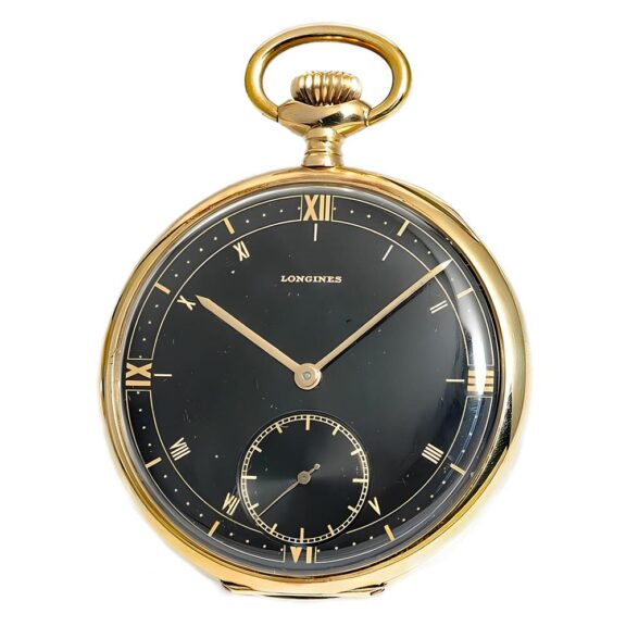 Swiss 14k gold pocket watch with black dial Circa 1926 Swiss 14k gold pocket watch with black dial Circa 1926