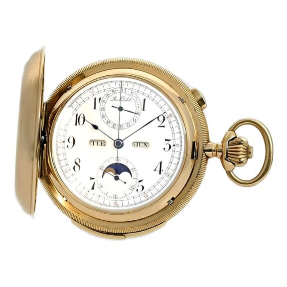 Swiss 14K gold repeating chronograph with full calendar Circa 1905