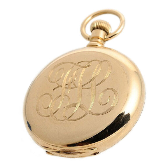 Swiss gold hunting cased watch with monogram Circa 1885