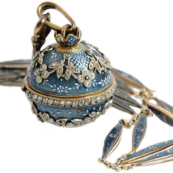 Swiss miniature fob watch in the shape of a ball Circa 1900