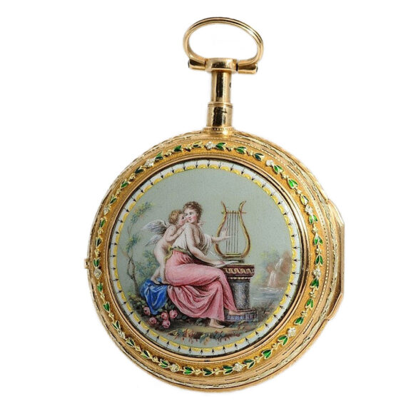 Swiss decorative repeating gold enamel watch Circa 1795