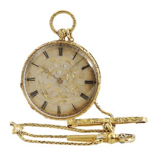 Swiss pendant watch in a costly decorated gold enamel Circa 1840