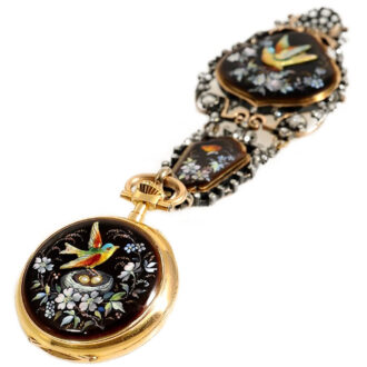 French decorative gold enamel lady's pendant watch Circa 1870 French decorative gold enamel lady's pendant watch Circa 1870
