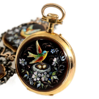 French decorative gold enamel lady's pendant watch Circa 1870 French decorative gold enamel lady's pendant watch Circa 1870