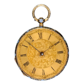 Swiss decorative gold enamel lady's pocket watch Circa 1830