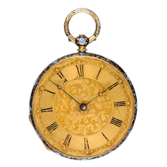 Swiss decorative gold enamel lady's pocket watch Circa 1830 Swiss decorative gold enamel lady's pocket watch Circa 1830