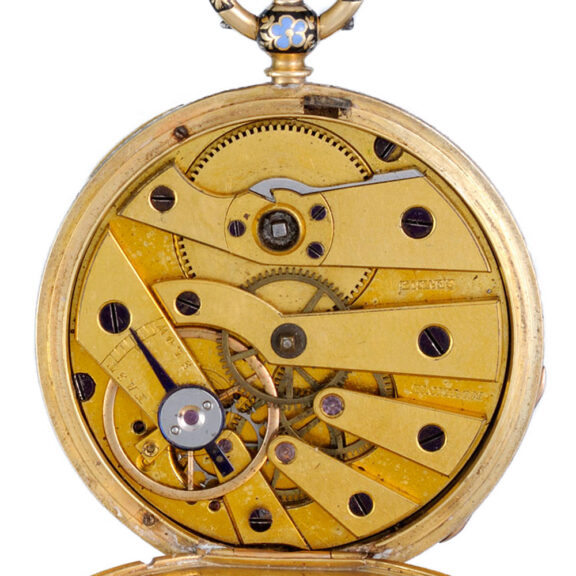 Swiss decorative gold enamel lady's pocket watch Circa 1830 Swiss decorative gold enamel lady's pocket watch Circa 1830