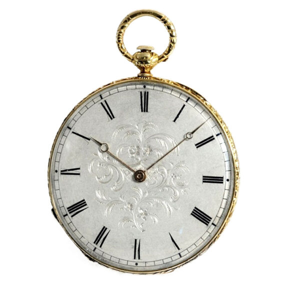 Swiss fine, thin gold enamel pocket watch circa 1830 Swiss fine, thin gold enamel pocket watch circa 1830